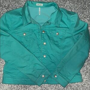 Tribal Turquoise Jeans Jacket Size Large